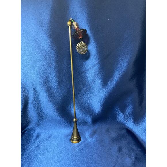 Brass Candle Snuffer Accented with Purple Clear and Brass Beads - Picture 1 of 4